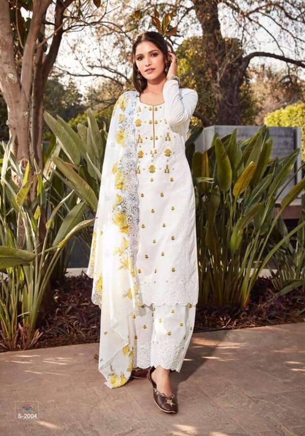 Designer Embroidery Cotton Suit with Palazzo
