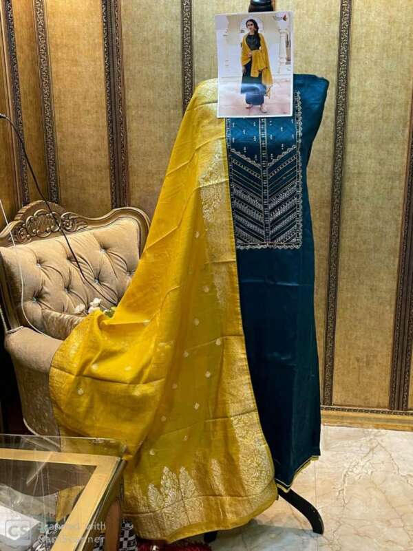 Unstitched Jamdani Cotton Suit with Jacquard Pallu