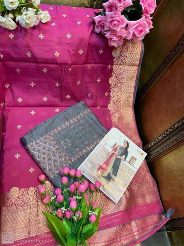 Elegant Cotton Suit with Self Embroidery - Image 3