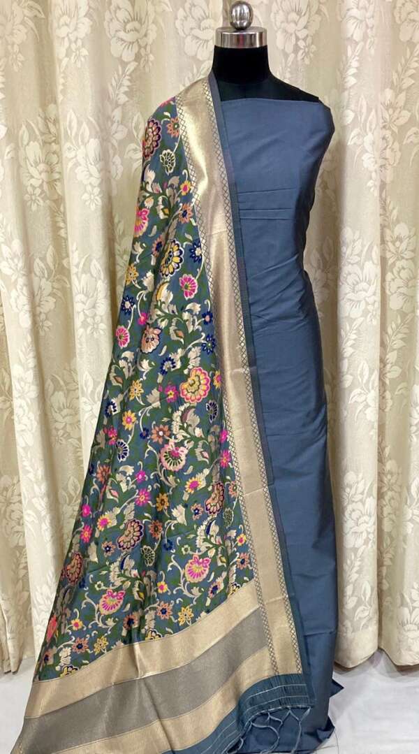 Blue Banarsi Silk Suit