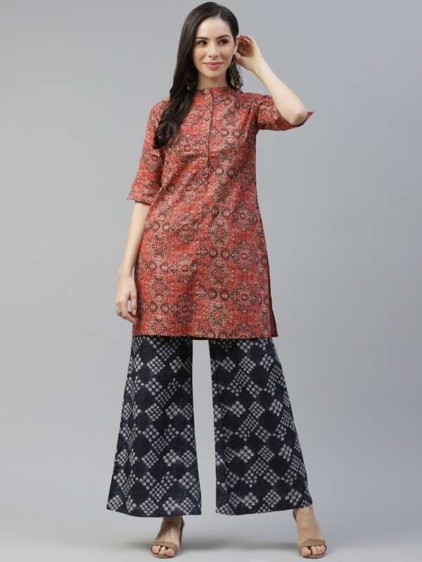 Pure Cotton Orange Kurta with Palazzo
