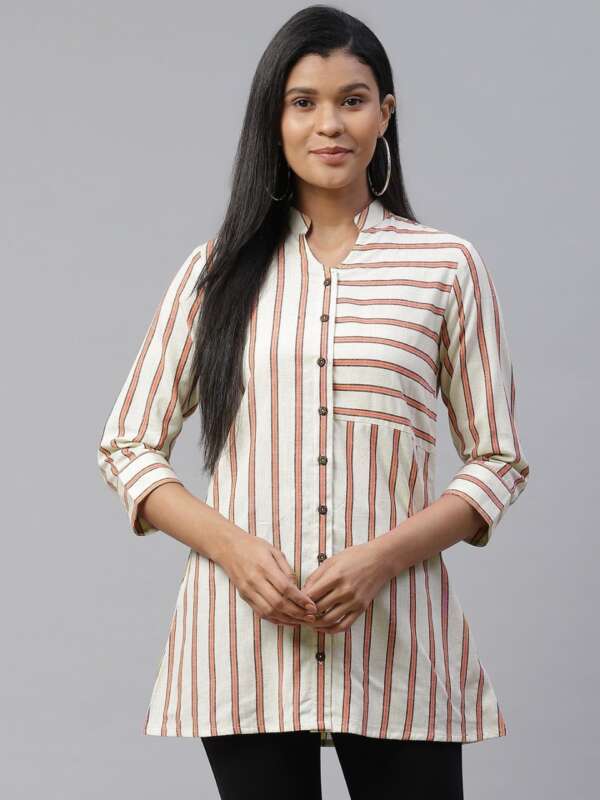 Pure Cotton  Top  (Off white & Orange)