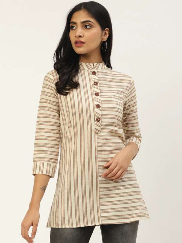 Brown & Off White Top