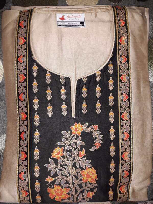Maheshwari Silk Semi-Stitched Suit with Printed Dupatta - Image 3