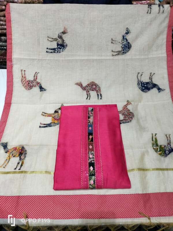 Elegant Maheshwari Cotton Unstitched Suit with Dupatta
